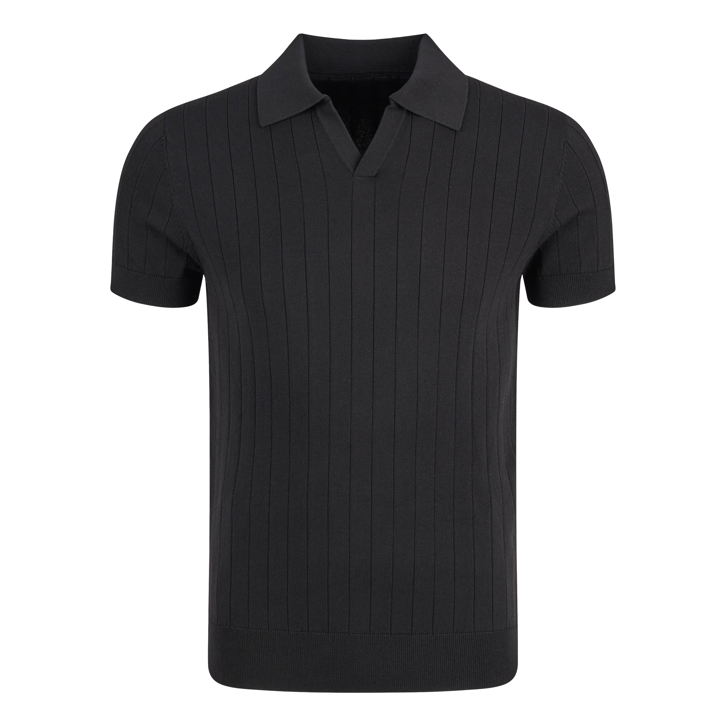 Premium Polo Buttonless Black