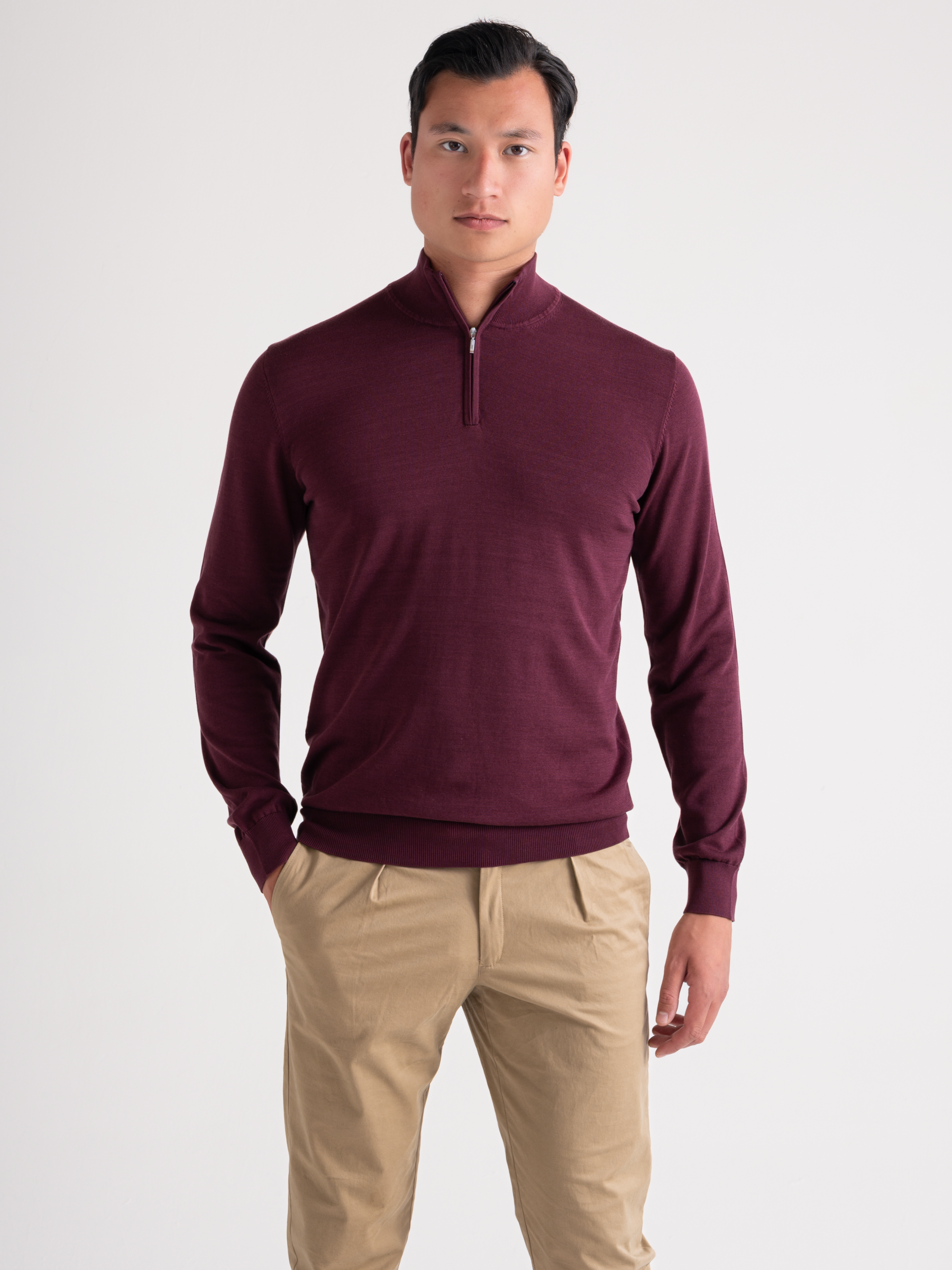 Luxe cardigan half zip Bordeaux