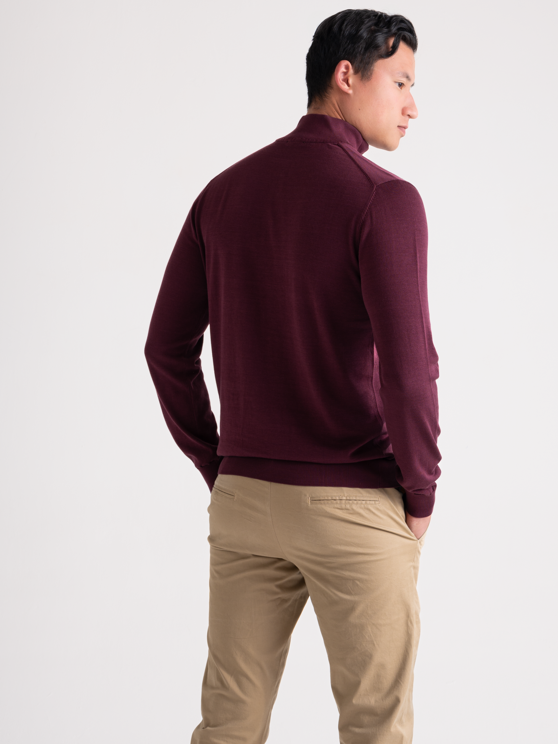 Luxe cardigan half zip Bordeaux