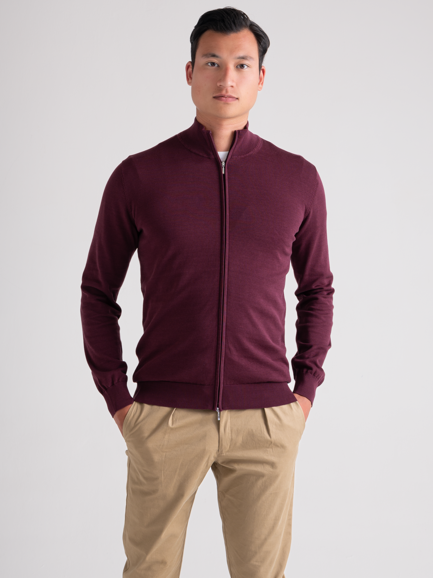 Luxe cardigan full zip Bordeaux