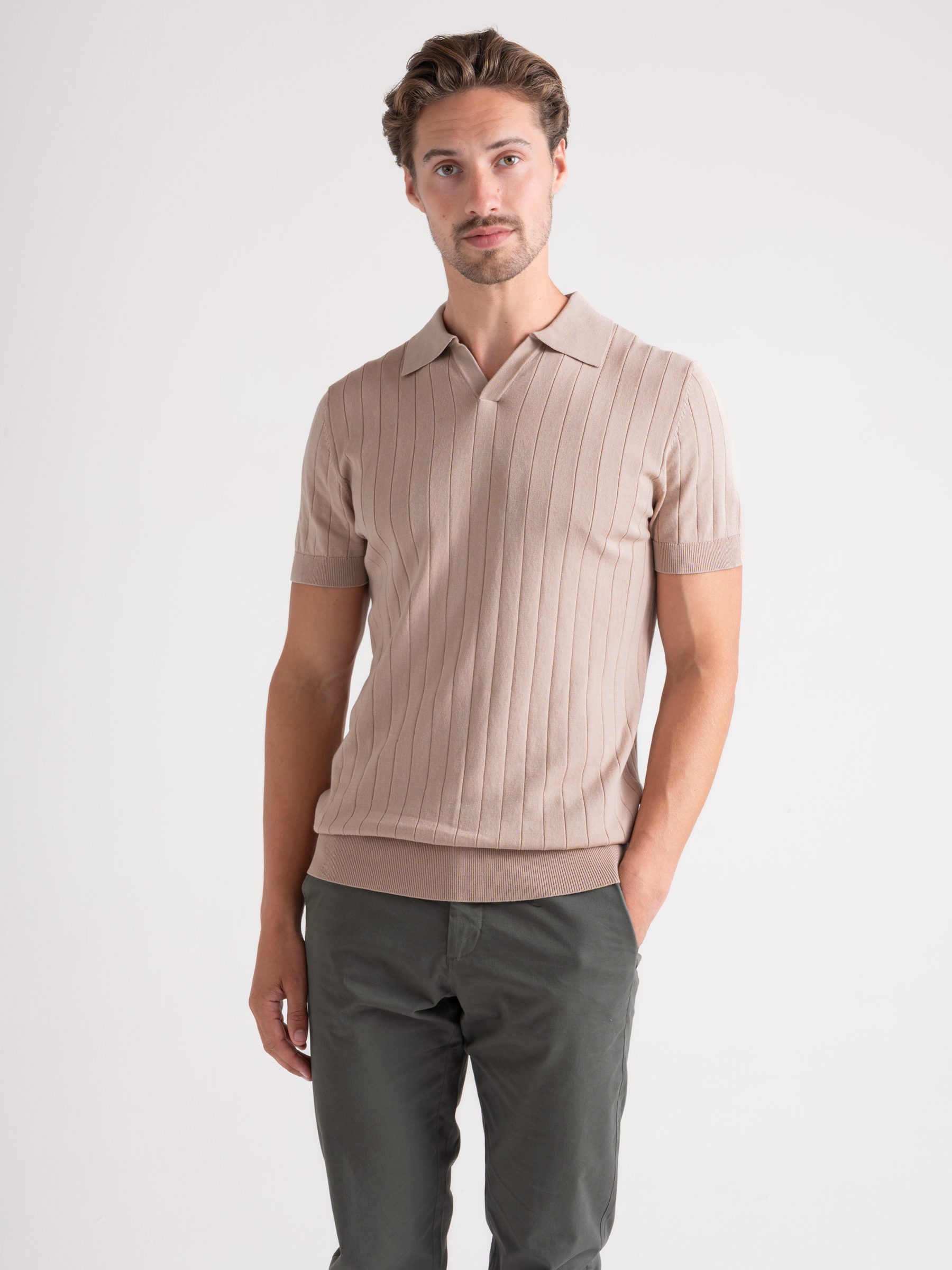 Premium Polo Buttonless Beige