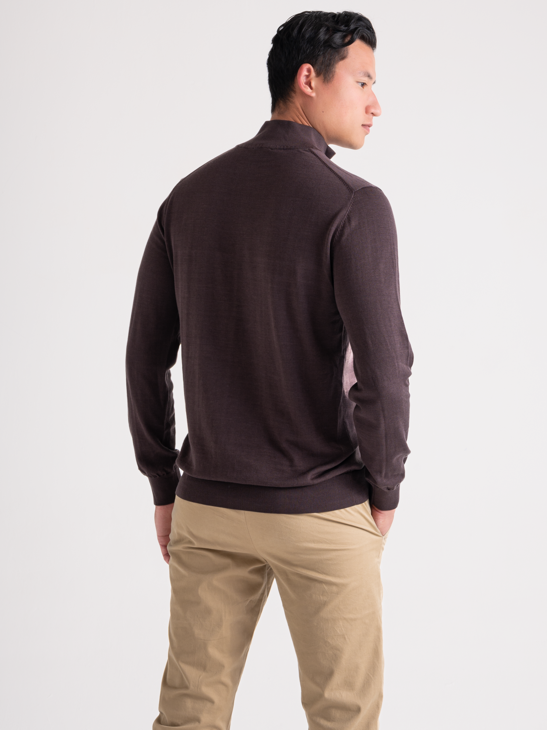 Luxe Cardigan Half Zip Brown