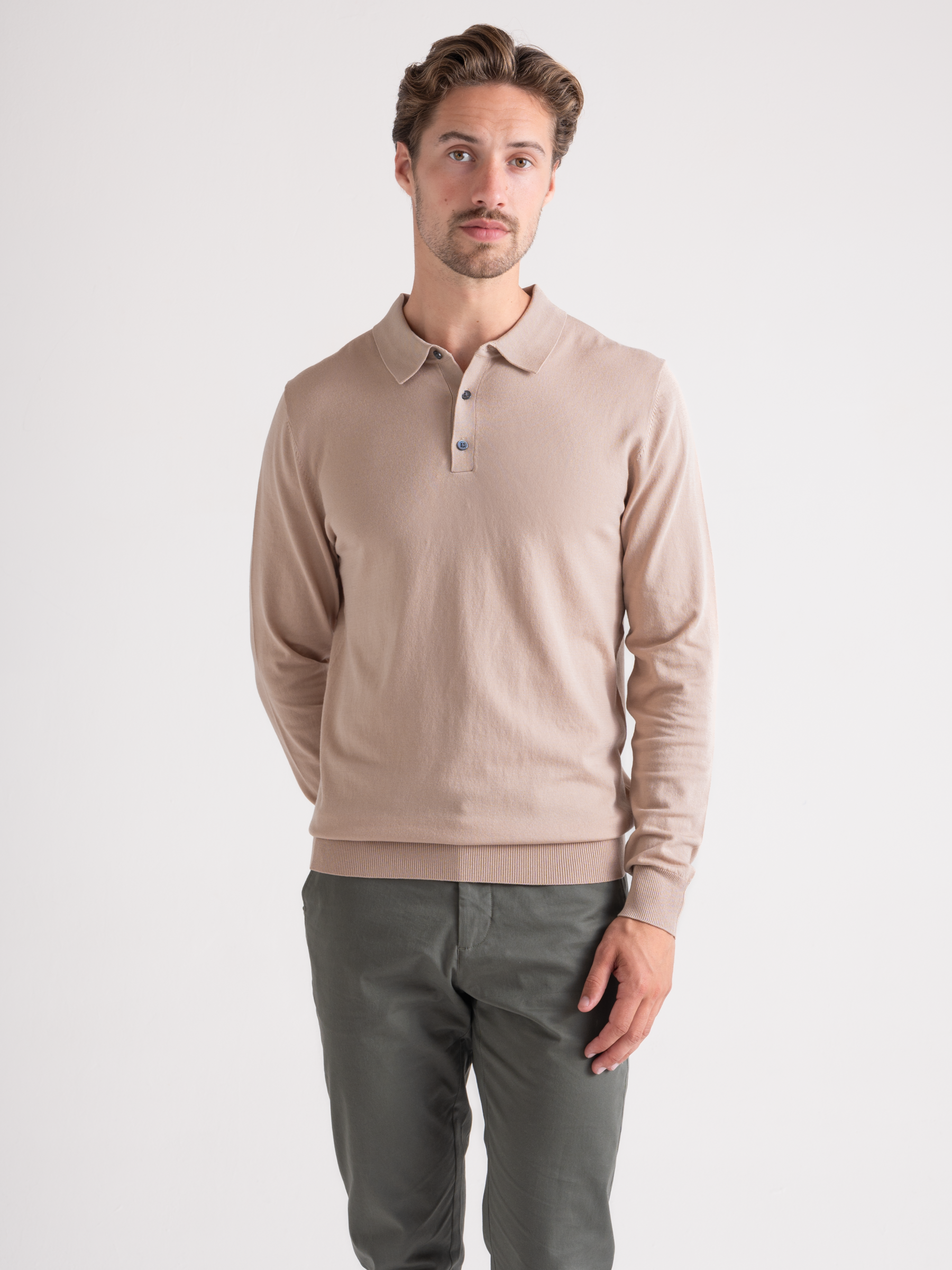 Premium Polo Long Sleeve Beige