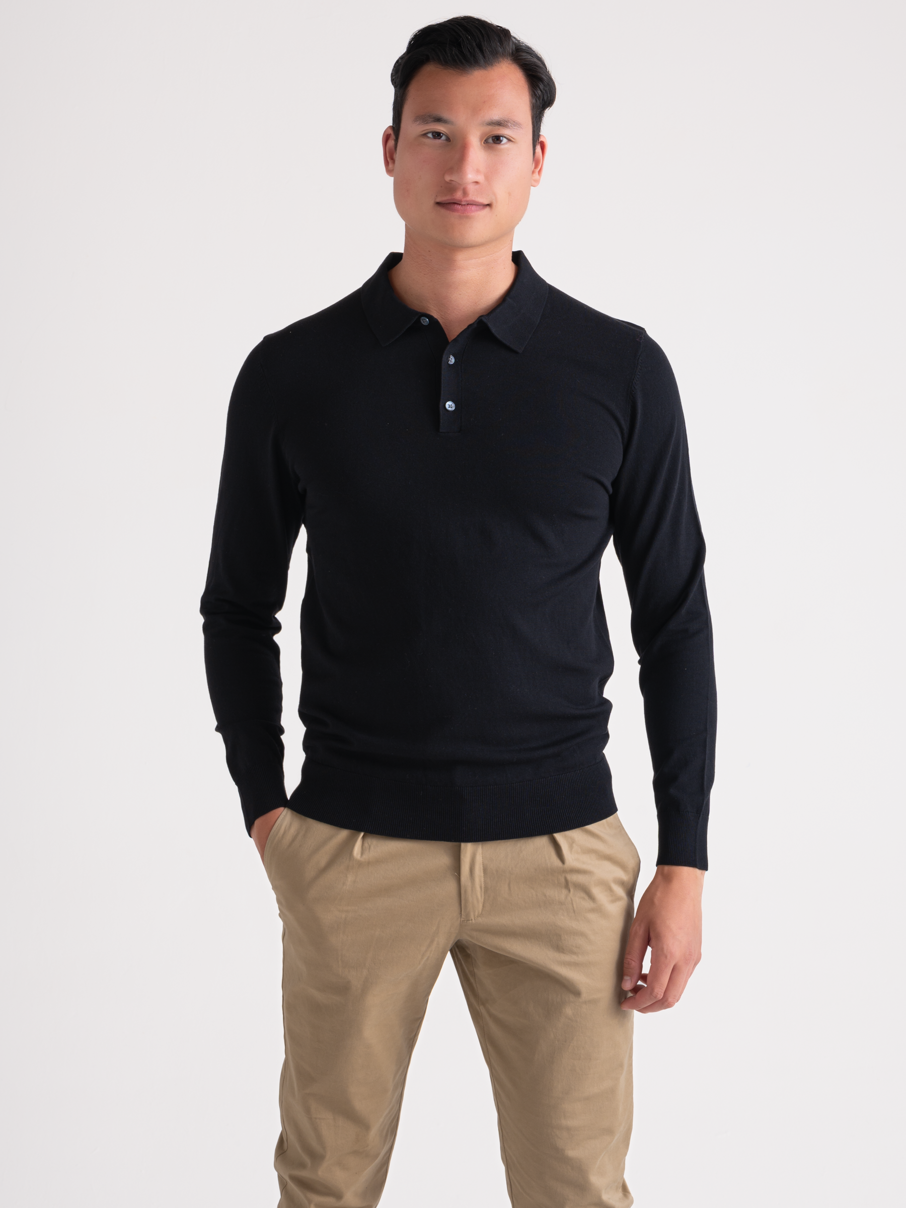 Premium Polo Long sleeve Black