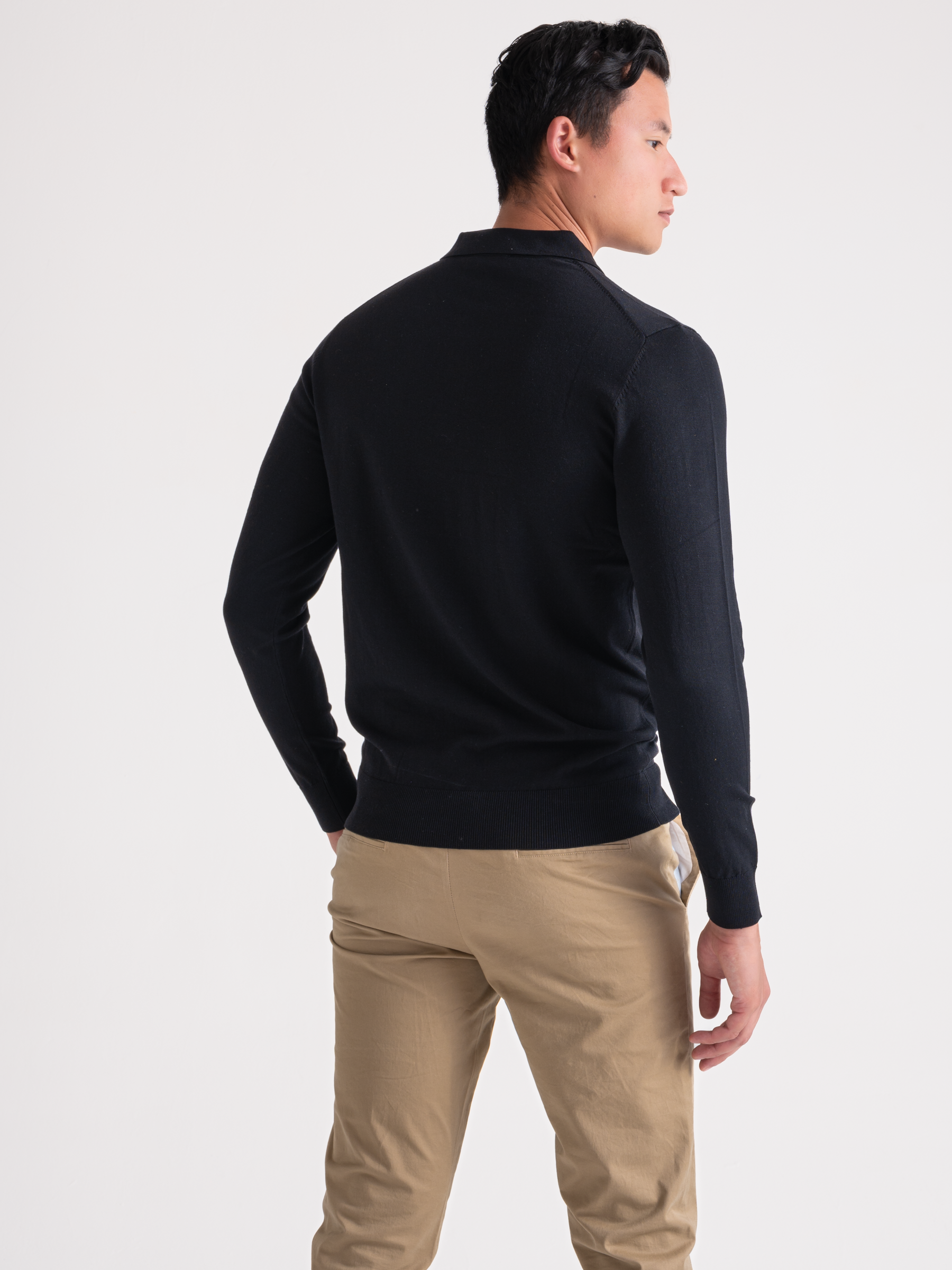 Premium Polo Long sleeve Black